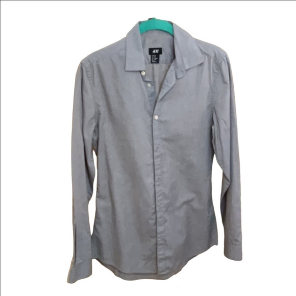 H&M - Light Blue Slim Fit Dress Shirt with Pointed Collar - Size Xs - Picture 1 of 3